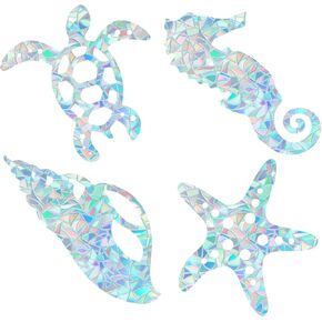 GORGECRAFT 16PCS Sea Animal Window Decals Turtle Static Glass Sliding Door Sticker Beach Clings Non Adhesive Vinyl Film Home Decals for Windows Prevent Stop Birds Strikes in Kuwait