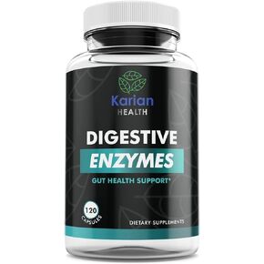 معزز الإنزيمات الهضمية من كاريان هيلث للحصول على دعم صحي نهائي للأمعاء مع البنكرياس، والصفراء الثور، والبروميلين، والخطمي، والبيبسين وغيرها لتحسين الهضم وامتصاص اللاكتوز، 120 كبسولة نباتية in Kuwait