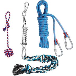 Highland Farms Select ألعاب الحبال الزنبركية للكلاب مع مجموعة كبيرة من الحبال الزنبركية، لعبتين مختلفتين للمضغ من الحبال القطنية الملتوية وحبل بطول 16 قدم - آمنة للكلاب للسحب والمطاردة والمضغ والإثارة والتدريب in Kuwait