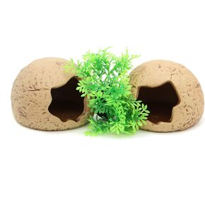 ALEGI زخارف سيراميك حوض السمك القابلة للتكديس الكهوف الصخرية، إكسسوارات ديكور حوض أسماك بيتا، مخبأ لإخفاء تكاثر الروبيان (2 خبز سيراميك) in Kuwait