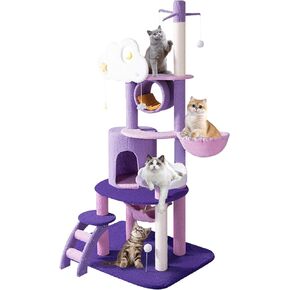 67 Inch Cat Tree for Indoor, Large Cat Tower with Sisal Scratching Post, Multi-Level Tall Big Plush Cat Condo Furnture Activity Center, Pet Kittens Condos Perch Platform in Saudi Arabia
