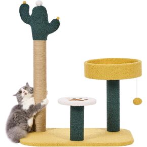 BEWISHOME Cute Cat Tree Cactus Cat Tower for Indoor Cats with Fully Scratching Posts, Top Perches, Dangling Ball Cat Scratcher MMJ101Y in Kuwait