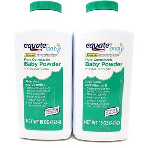 Pure Equate Cornstarch Baby Powder, Hypoallergenic, alloe Vera, Vitamin E, 15 oz Each, Pack of 2. in Saudi Arabia