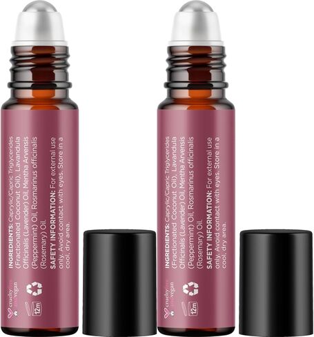 زيت أساسي للصداع - ينقي الصداع من مزيج الزيوت العطرية مع زيوت العلاج العطري - زيت النعناع وإكليل الجبل واللافندر على الزيوت العطرية لاسترخاء البشرة والعناية الذاتية، عبوة من قطعتين in Kuwait