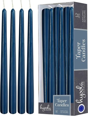 12 Pack Tall Taper Candles - 14 Inch Midnight Blue Dripless, Unscented Dinner Candle - Paraffin Wax with Cotton Wicks - 12 Hour Burn Time in Saudi Arabia