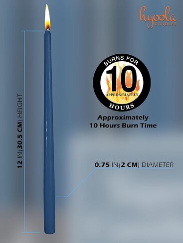 12 Pack Tall Taper Candles - 14 Inch Midnight Blue Dripless, Unscented Dinner Candle - Paraffin Wax with Cotton Wicks - 12 Hour Burn Time in Saudi Arabia