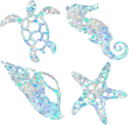 GORGECRAFT 16PCS Sea Animal Window Decals Turtle Static Glass Sliding Door Sticker Beach Clings Non Adhesive Vinyl Film Home Decals for Windows Prevent Stop Birds Strikes in Kuwait
