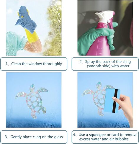 GORGECRAFT 16PCS Sea Animal Window Decals Turtle Static Glass Sliding Door Sticker Beach Clings Non Adhesive Vinyl Film Home Decals for Windows Prevent Stop Birds Strikes in Kuwait