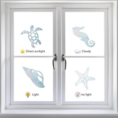 GORGECRAFT 16PCS Sea Animal Window Decals Turtle Static Glass Sliding Door Sticker Beach Clings Non Adhesive Vinyl Film Home Decals for Windows Prevent Stop Birds Strikes in Kuwait