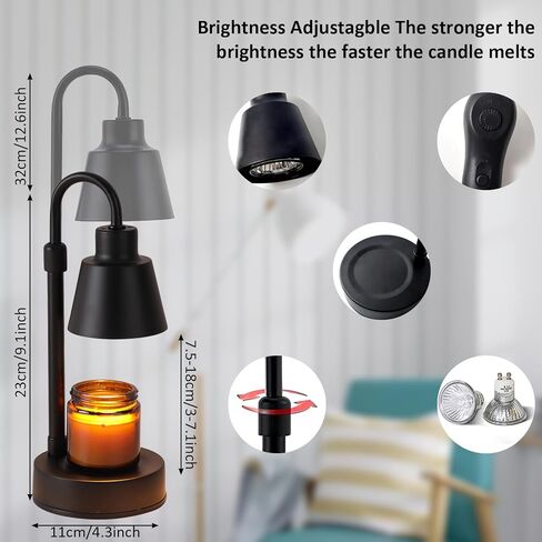 Wellehomi Candle Warmer Lamp,Height Adjustable Candle Lamp with Timer,Dimmable Candle Light Wax Warming Lamp Candle Melting Lamp for Valentine Mother's Day for Mom Women Mother Girl in Kuwait