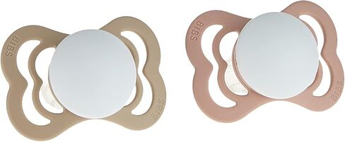 BIBS Supreme Baby Pacifier 2-Pack | Made in Denmark | BPA Free Dummy Soother, Symmetrical Nipple. Silicone, Size 1 (0-6 Months), Blush Glow/Vanilla Glow in Saudi Arabia
