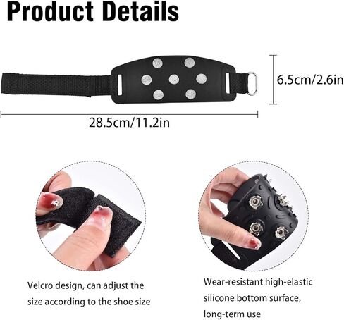 Crampons for Hiking Boots, Ice Cleats with 7 Micro Shoe Spikes, Anti Slip Ice Snow Grips for Walking Climbing Hiking Ice Fishing, Average Size in Kuwait