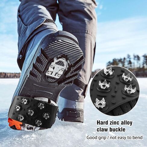 Crampons for Hiking Boots, Ice Cleats with 7 Micro Shoe Spikes, Anti Slip Ice Snow Grips for Walking Climbing Hiking Ice Fishing, Average Size in Kuwait