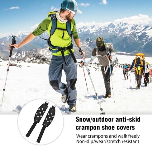 Crampons for Hiking Boots, Ice Cleats with 7 Micro Shoe Spikes, Anti Slip Ice Snow Grips for Walking Climbing Hiking Ice Fishing, Average Size in Kuwait