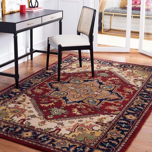 SAFAVIEH Heritage Collection Area Rug - 8' x 10', Red, Handmade Traditional Oriental Wool, Ideal for High Traffic Areas in Living Room, Bedroom (HG625A) in Saudi Arabia
