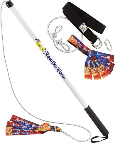 Squishy Face Studio Flirt Pole V2 & Super Tug V2 Dog Exercise Toy Bundle, 36-inch, Rainbow, Purple/Blue Tie Dye in Kuwait