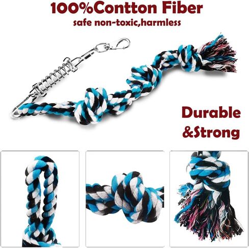 Highland Farms Select ألعاب الحبال الزنبركية للكلاب مع مجموعة كبيرة من الحبال الزنبركية، لعبتين مختلفتين للمضغ من الحبال القطنية الملتوية وحبل بطول 16 قدم - آمنة للكلاب للسحب والمطاردة والمضغ والإثارة والتدريب in Kuwait
