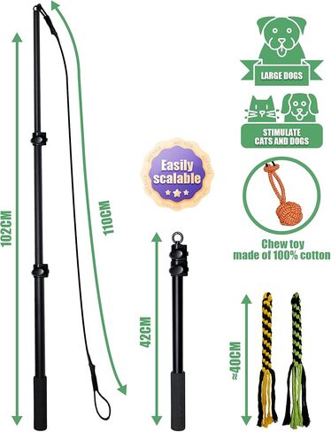 APOSU Flirt Pole Interactive Toys for Dogs Chase and Drag, Durable Teaser Wand with Pet Fleece Rope Tether Lure Toy o Outdoor Exercise & Training for Small Medium Large Dogs in Kuwait