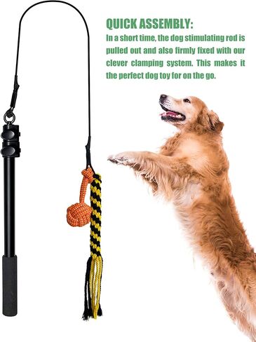 APOSU Flirt Pole Interactive Toys for Dogs Chase and Drag, Durable Teaser Wand with Pet Fleece Rope Tether Lure Toy o Outdoor Exercise & Training for Small Medium Large Dogs in Kuwait