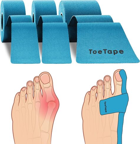 ToeTape - شريط لتصحيح الورم وتخفيف الآلام | 40 عدد | شريط علم الحركة مقطوع مسبقًا للأورام والالتواءات في إصبع القدم الكبير وتخفيف الألم والدعم | لا يسبب الحساسية ومقاوم للعرق (عاري) in Kuwait