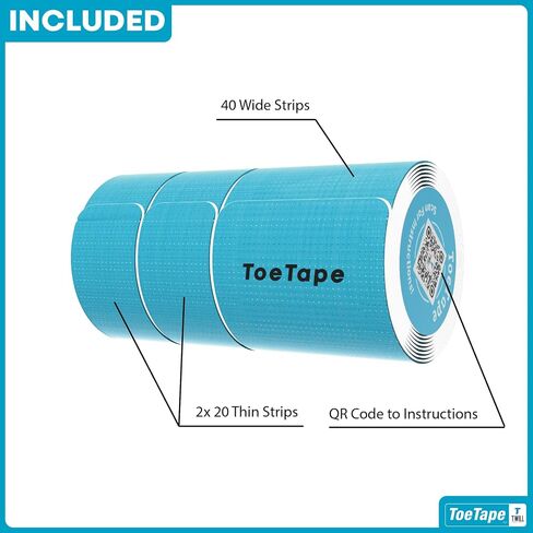 ToeTape - شريط لتصحيح الورم وتخفيف الآلام | 40 عدد | شريط علم الحركة مقطوع مسبقًا للأورام والالتواءات في إصبع القدم الكبير وتخفيف الألم والدعم | لا يسبب الحساسية ومقاوم للعرق (عاري) in Kuwait