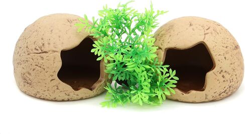 ALEGI زخارف سيراميك حوض السمك القابلة للتكديس الكهوف الصخرية، إكسسوارات ديكور حوض أسماك بيتا، مخبأ لإخفاء تكاثر الروبيان (2 خبز سيراميك) in Kuwait