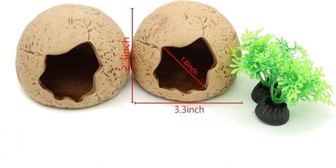 ALEGI زخارف سيراميك حوض السمك القابلة للتكديس الكهوف الصخرية، إكسسوارات ديكور حوض أسماك بيتا، مخبأ لإخفاء تكاثر الروبيان (2 خبز سيراميك) in Kuwait