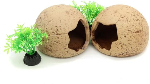 ALEGI زخارف سيراميك حوض السمك القابلة للتكديس الكهوف الصخرية، إكسسوارات ديكور حوض أسماك بيتا، مخبأ لإخفاء تكاثر الروبيان (2 خبز سيراميك) in Kuwait