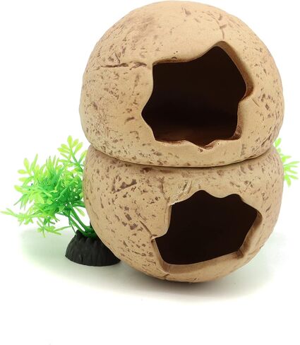 ALEGI زخارف سيراميك حوض السمك القابلة للتكديس الكهوف الصخرية، إكسسوارات ديكور حوض أسماك بيتا، مخبأ لإخفاء تكاثر الروبيان (2 خبز سيراميك) in Kuwait