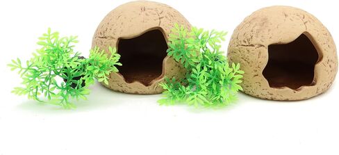 ALEGI زخارف سيراميك حوض السمك القابلة للتكديس الكهوف الصخرية، إكسسوارات ديكور حوض أسماك بيتا، مخبأ لإخفاء تكاثر الروبيان (2 خبز سيراميك) in Kuwait