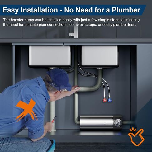 سيمبل بروجيكت مضخة تعزيز ضغط المياه للمنزل بالكامل 600 واط، مضخة تعزيز ضغط المياه بتصميم انبوبي للمنزل، هادئة ومستقرة، تحكم بشاشة تعمل باللمس، غرفة الاستحمام المضغوطة، الحمام، المطبخ in Kuwait