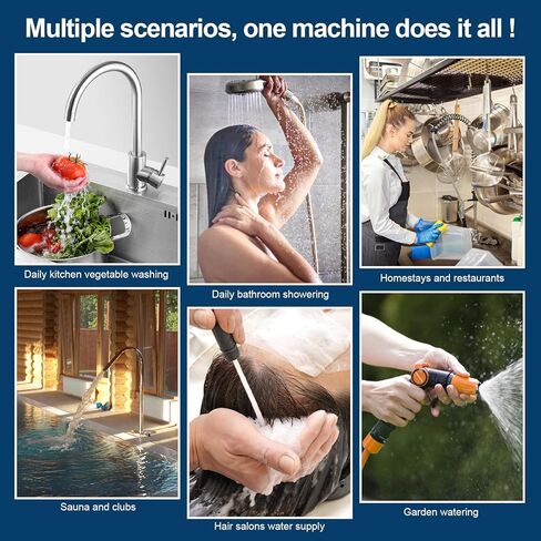 سيمبل بروجيكت مضخة تعزيز ضغط المياه للمنزل بالكامل 600 واط، مضخة تعزيز ضغط المياه بتصميم انبوبي للمنزل، هادئة ومستقرة، تحكم بشاشة تعمل باللمس، غرفة الاستحمام المضغوطة، الحمام، المطبخ in Kuwait