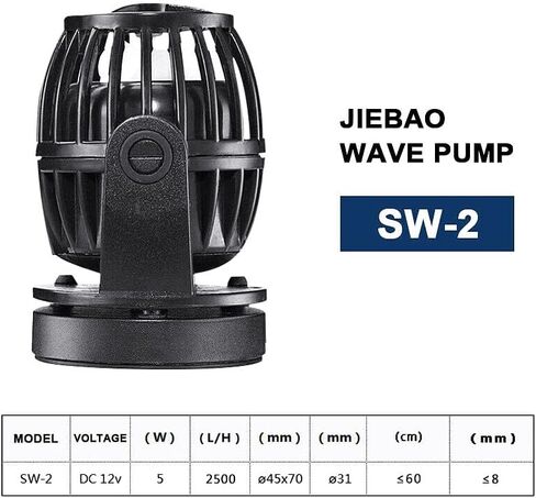 مضخة صانع موجة حوض السمك البحري Jebao SW-2 Wave Maker مع وحدة تحكم تناسب خزان 12-20 بوصة، 130-800 GPH in Kuwait