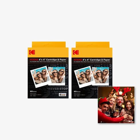 خرطوشة فيلم KODAK 4PASS مقاس 4 × 4 بوصة (120 ورقة) لكاميرا Kodak Mini Shot 4 ERA الفورية وطابعة الصور in Saudi Arabia
