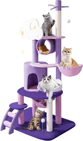 67 Inch Cat Tree for Indoor, Large Cat Tower with Sisal Scratching Post, Multi-Level Tall Big Plush Cat Condo Furnture Activity Center, Pet Kittens Condos Perch Platform in Saudi Arabia