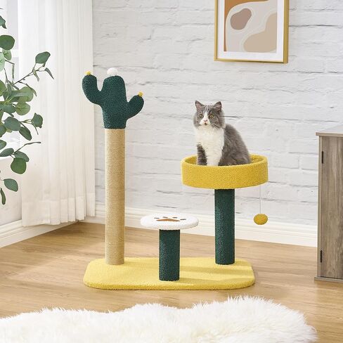 BEWISHOME Cute Cat Tree Cactus Cat Tower for Indoor Cats with Fully Scratching Posts, Top Perches, Dangling Ball Cat Scratcher MMJ101Y in Kuwait