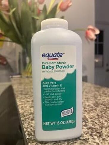 Pure Equate Cornstarch Baby Powder, Hypoallergenic, alloe Vera, Vitamin E, 15 oz Each, Pack of 2. in Saudi Arabia