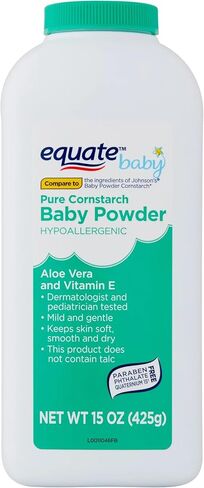 Pure Equate Cornstarch Baby Powder, Hypoallergenic, alloe Vera, Vitamin E, 15 oz Each, Pack of 2. in Saudi Arabia