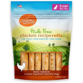 Canine Naturals Bison Chew - علاجات للكلاب خالية من الجلود الخام - مصنوعة من البيسون الحقيقي - وصفة خالية من الدواجن - سهلة الهضم - 6 عبوات من لفات صغيرة مقاس 2.5 بوصة للكلاب بوزن 20 رطل أو أقل،