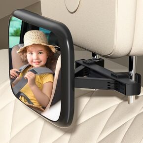 TeSabMi Baby Car Mirror, Upgrade Baby Mirror for Car, Safety Car Seat Mirror for Baby Rear Facing Infant with Wide Crystal Clear View Shatterproof Easy Install Crash Tested in Kuwait