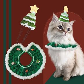 بدلة عيد الميلاد للقطط من MAYSONG - طوق للكلاب والقطط مصنوع يدويًا وقبعة شجرة عيد الميلاد، ملحقات أزياء الحيوانات الأليفة قابلة للتعديل للقطط الصغيرة والكلب المتوسط، أحمر in Kuwait