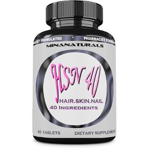 HSN 40 Hair Skin and Nails Growth Vitamins for Women. Minerals, Amino Acids, Biotin 10000 mcg, Keratin, Collagen, for Thicker, Stronger Hair. Tight, Smooth and Soft Skin. Healthy Nails. 60 Tablets in Saudi Arabia