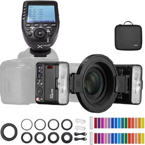 Godox MF12 MF12-K2 Macro Flash w/Xpro-C Trigger Off-Camera TTL Flash Speedlite 12W, 2.4G Wireless Control, TTL/M Mode, Built-in 3.7V/6.29W Lithium Battery, Compatible with Canon in Kuwait