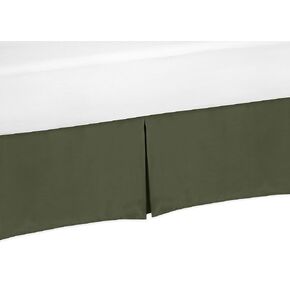 Sweet Jojo Designs Dark Green Boy Baby Crib Bed Skirt Nursery Dust Ruffle - Solid Color Hunter Forest Olive for Rustic Woodland Camo Deer Collection