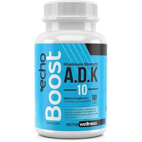 Echo Wellness ADK 10 90 ct 3 Months Supply Supplement - Vitamins A, D3 and K2 - Potent 10000 IU Vitamin D3 with Vitamin A Plus K2 for Bone, Heart, and Immune Health - 90 Easy-to-Swallow Capsules in Saudi Arabia