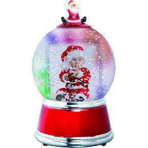 FINE PHOTO GIFTS Santa Photo Snow Globe with Red and Silver Base
