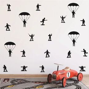 Home Interior Kids Room Armyman Soldiers Paratroopers DIY Wall Decor Stickers Parachute Wall Decal for Teens Bedroom Living Room Decor Poster AFN104 (Army Green) in Saudi Arabia