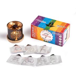 7 Chakra Incense Brick Gift Set by Aromafume | 14 Bricks & Tree of Life Exotic Burner | 2 x Sahasrara, Ajna, Vishuddha, Anahata, Manipura, Swadhisthana, Muladhara | Yoga, Meditation, Chakra Healing