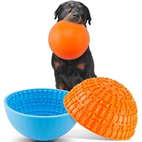 2 Pcs Silicone Dog Lick Bowl Pet Interactive Dog Slow Feeder Bowls for Oral Health Preventing Choking Anxiety Relief Wobble or Stay Put (Green, Bone)