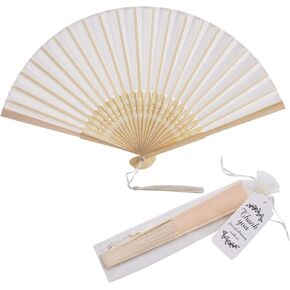 SL crafts 50 sets Imitated Silk Hand Fan with Tassel and Gift Bags and Thank you Gift tag Fabric Folding Hand Fans Bamboo Folded Handheld Fan Wedding Fan Bridal Dancing Props Party Favors (Royal Blue) in Kuwait